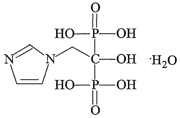 Chemical structure of zoledronic acid
